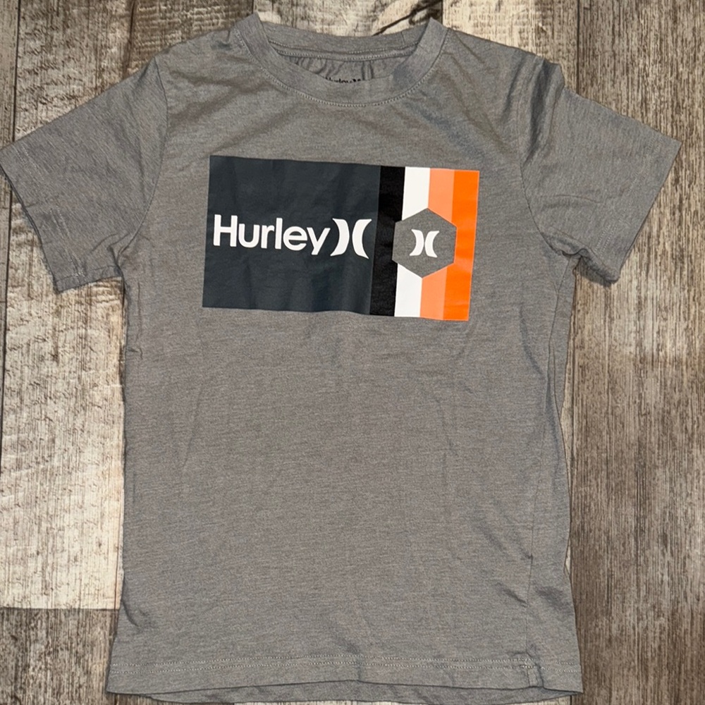 Hurley Gray and Orange Short Sleeve Tee-size 10/12